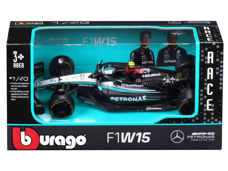 Mercedes modellautó, bburago, Lewis Hamilton, #44, 1:43, F1W15