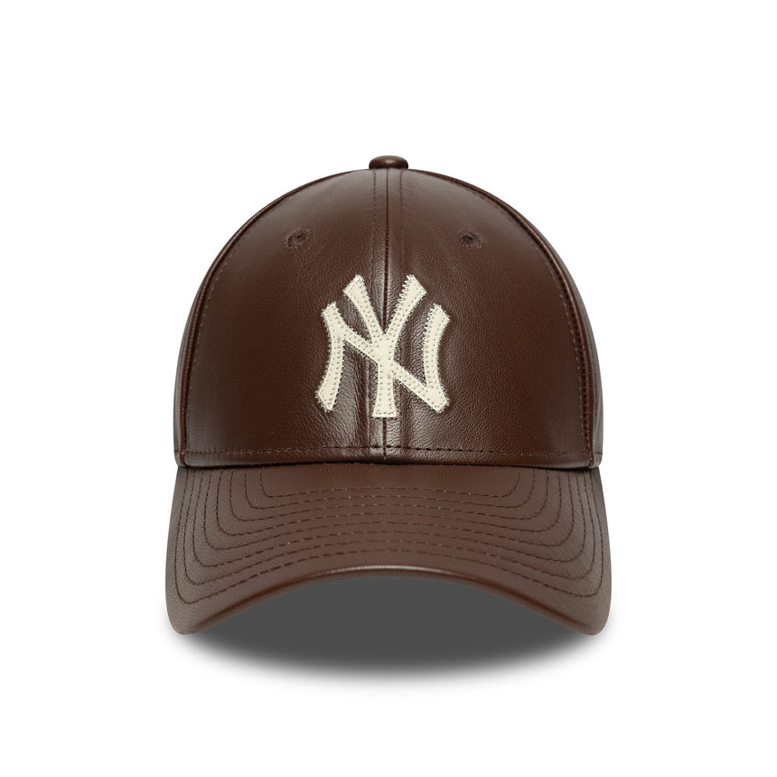 New York Yankees sapka, bőr, New Era, 9FORTY, egyszínű, barna