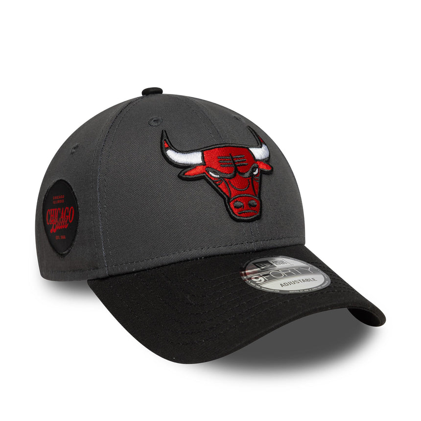 Chicago Bulls sapka, oldalsó hímzett patch, New Era, 9FORTY, szürke, szürke