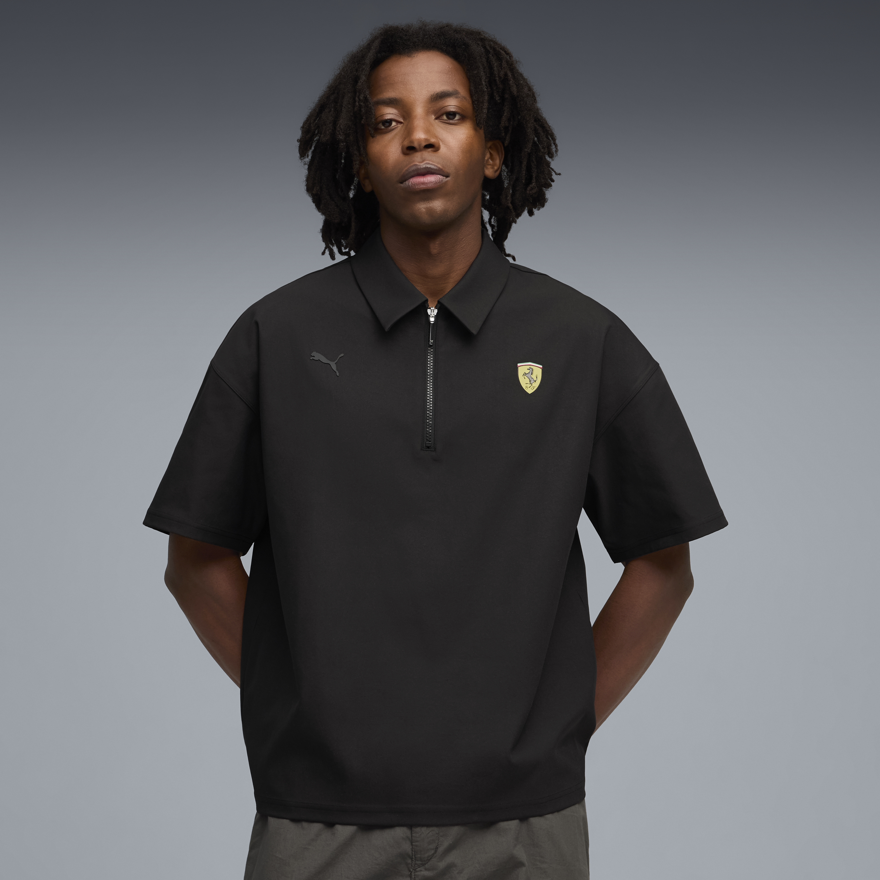 Ferrari Galléros Póló, Puma, prémium, fekete 🔥