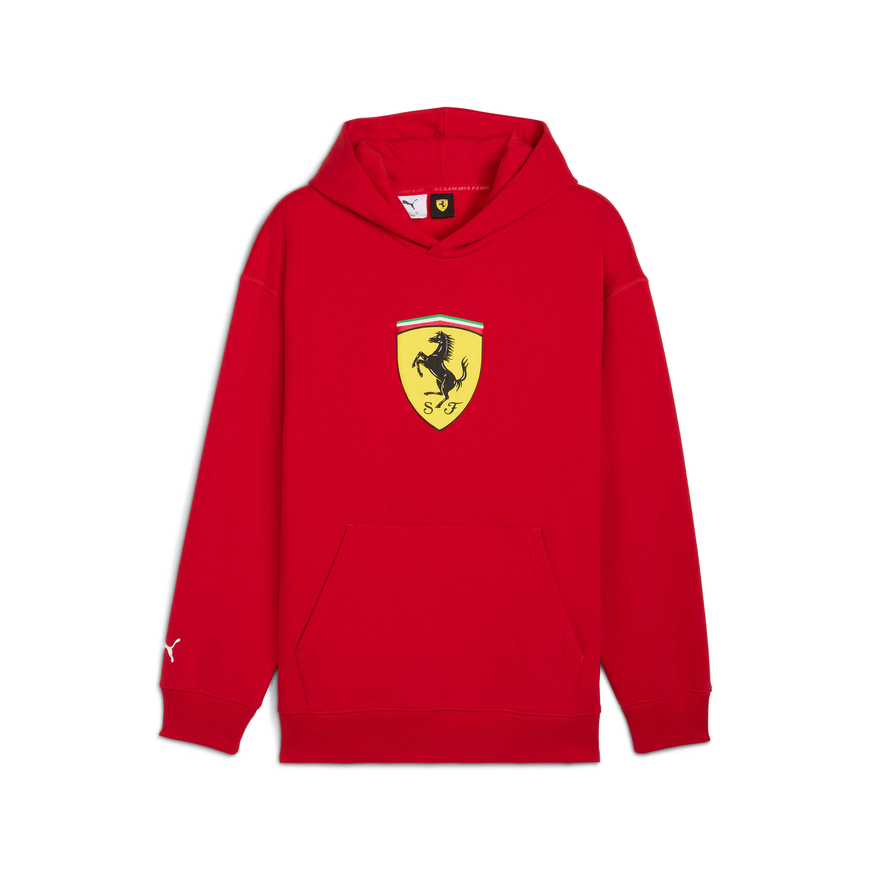 Ferrari Kapucnis Pulóver, Puma, sportswear, pajzs lógós, piros 🔥