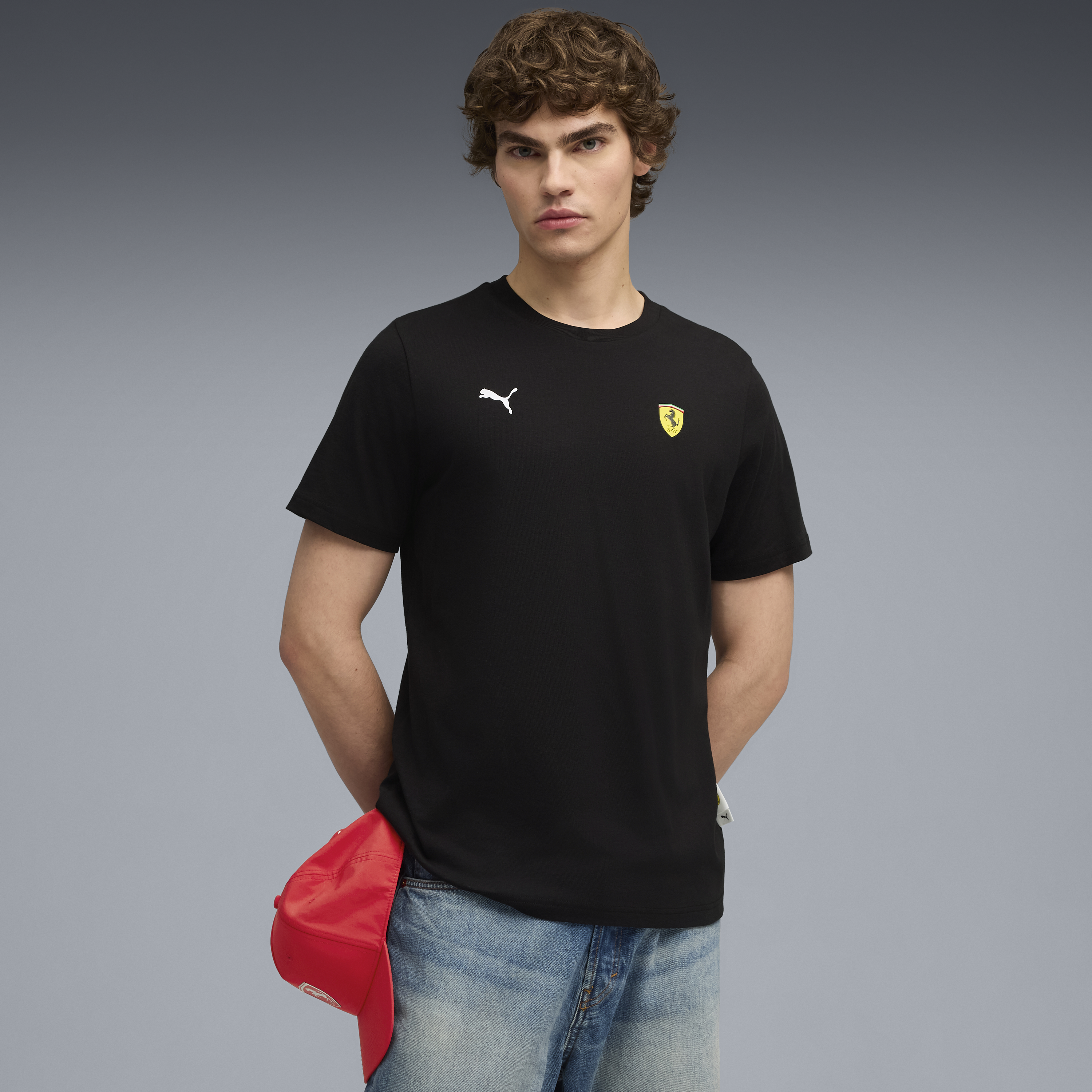 Ferrari Autó Mintás Póló, Puma, fekete 🔥