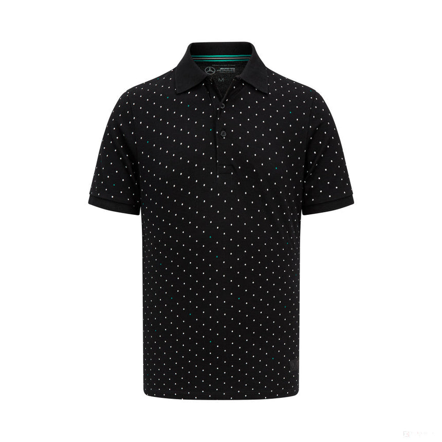 Mercedes collared shirt, polka dot, black