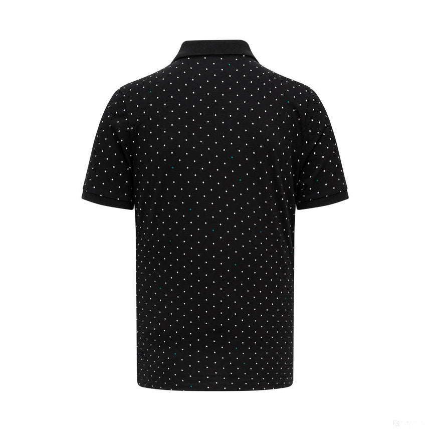 Mercedes collared shirt, polka dot, black