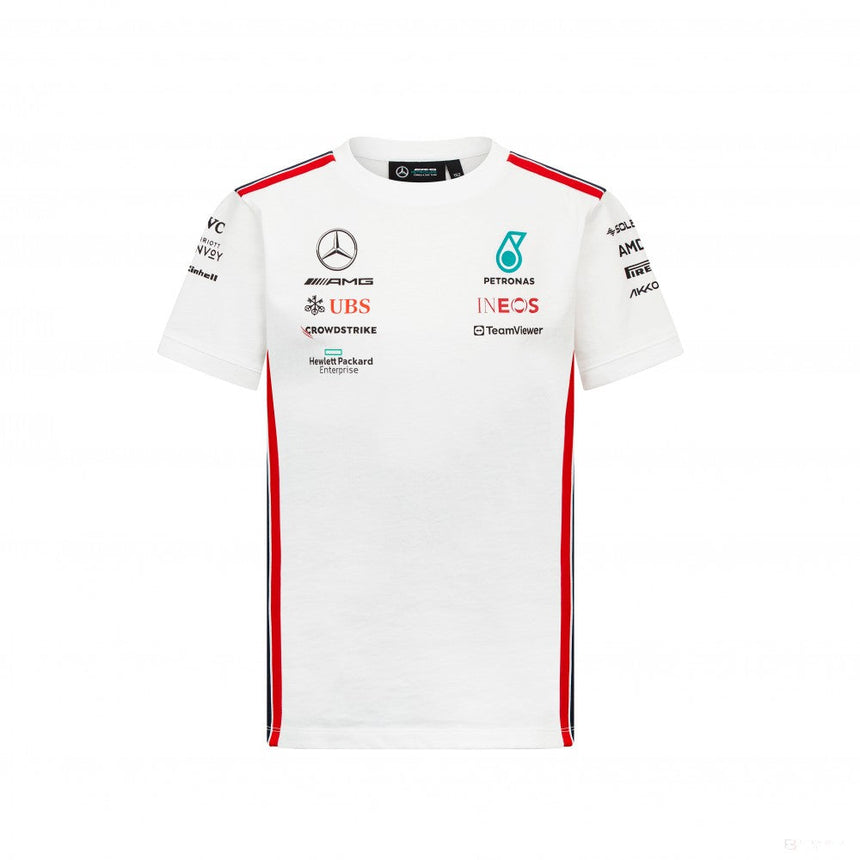 Mercedes crew neck t-shirt, team, driver, kids, white, 2023