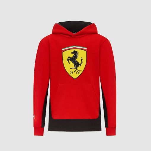 Ferrari hoodie, large shield, red for kids