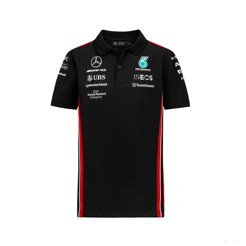 Mercedes collared shirt, team, kids, black, 2023