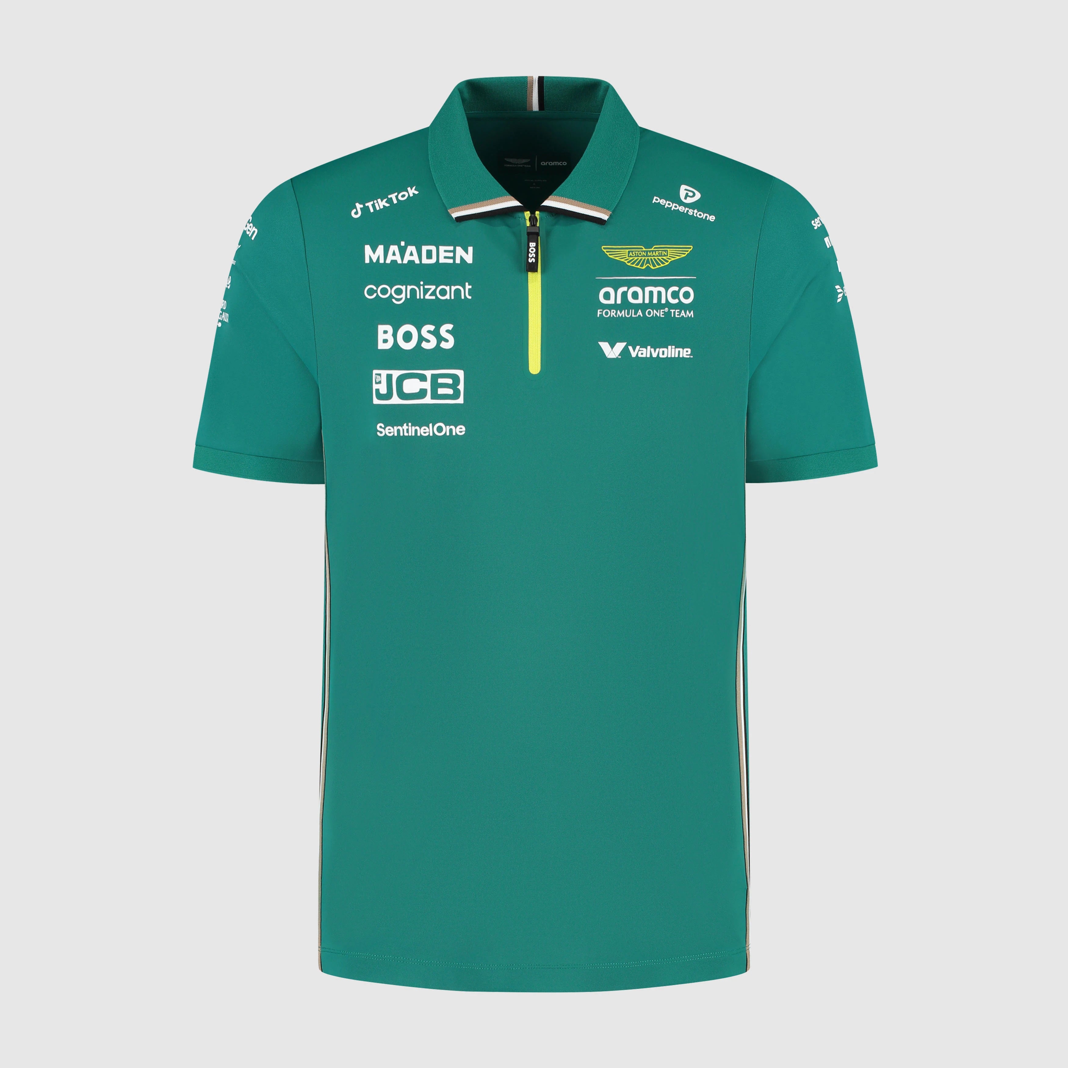 Aston Martin AMF1, Team, T-Shirt mit Kragen, Grün 🔥