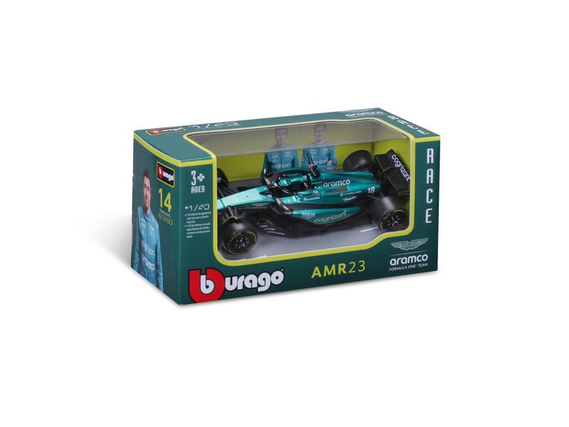Aston Martin modellautó, AMR23, BBurago, 1:43, Fernando Alonso 14, 2023 - FansBRANDS® - HU