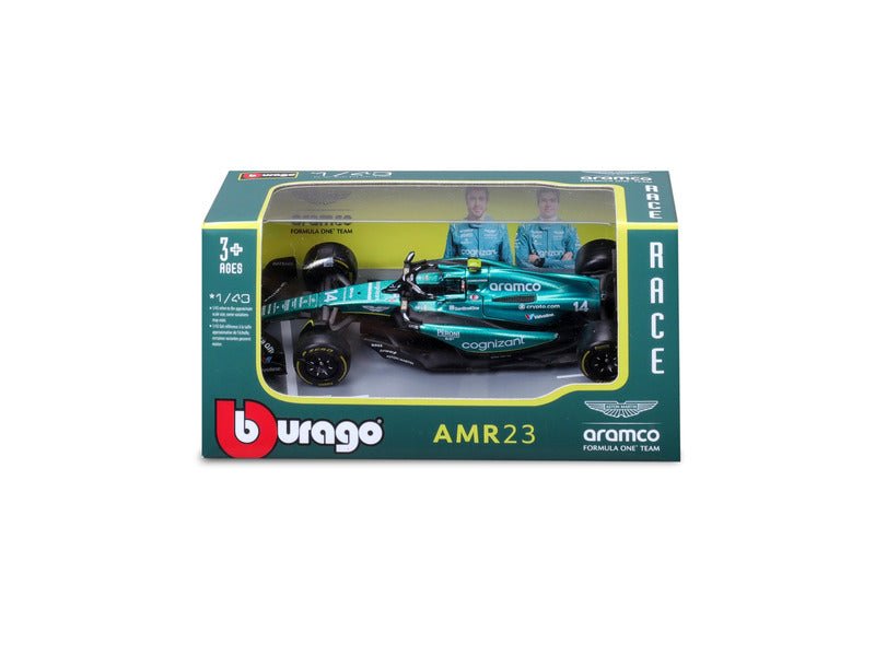 Aston Martin modellautó, AMR23, BBurago, 1:43, Fernando Alonso 14, 2023 - FansBRANDS® - HU