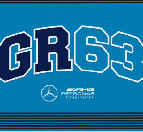 Mercedes zászló, 90x120cm, George Russell, kék, rúd nélkül