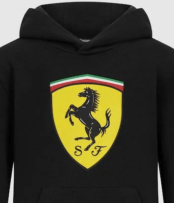 Ferrari kapucnis pulóver, pajzsos, fekete - FansBRANDS® - HU