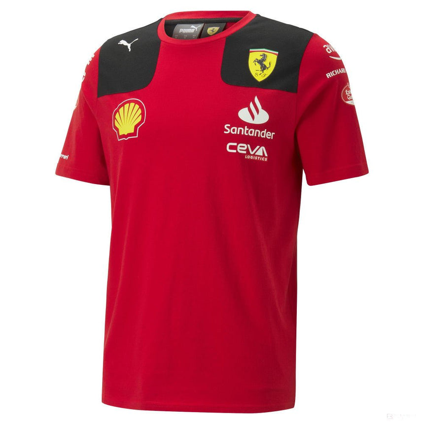 Ferrari környakú póló, csapat, Carlos Sainz, piros, 2023 - FansBRANDS® - HU