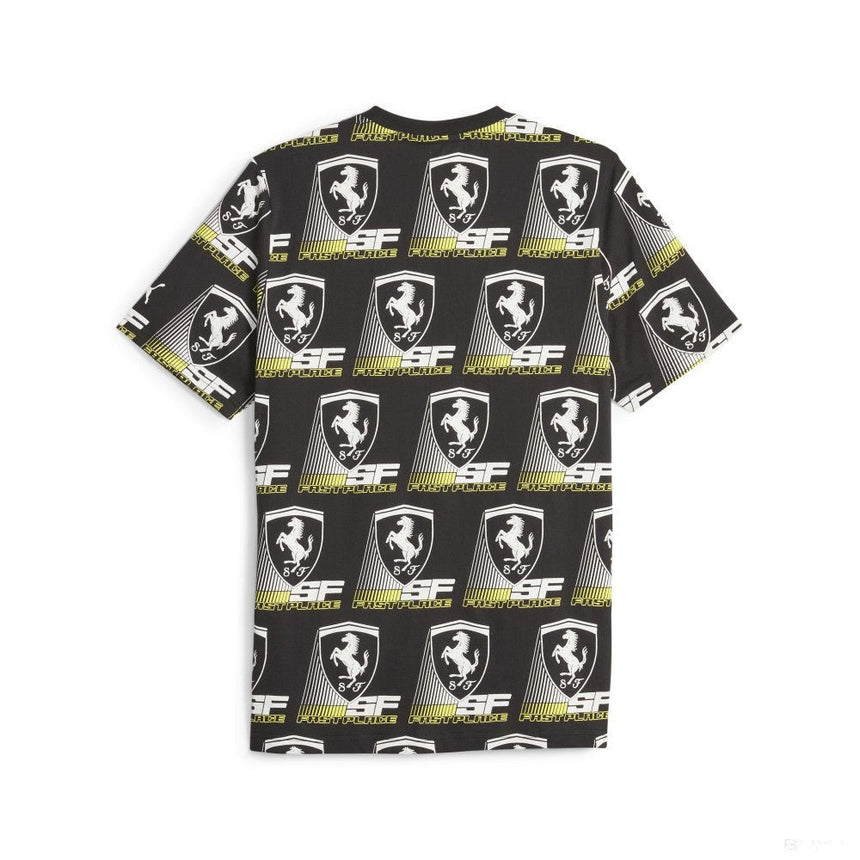 Ferrari környakú póló, Puma, Race AOP 2, fekete - FansBRANDS® - HU
