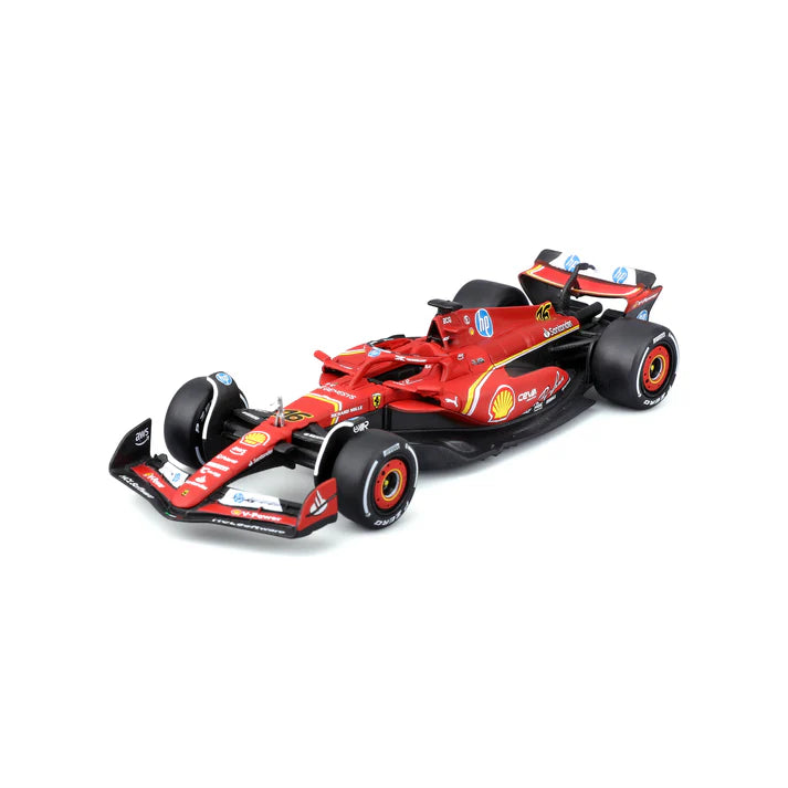 Ferrari modellautó, SF24, bburago, #16 Charles Leclerc, Monaco győztes, piros