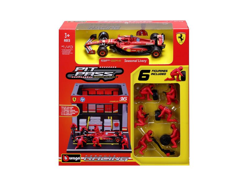 Ferrari modellkészlet, pit belépő, bburago, 1:43, Charles Leclerc, 16, SF - 24 - FansBRANDS®