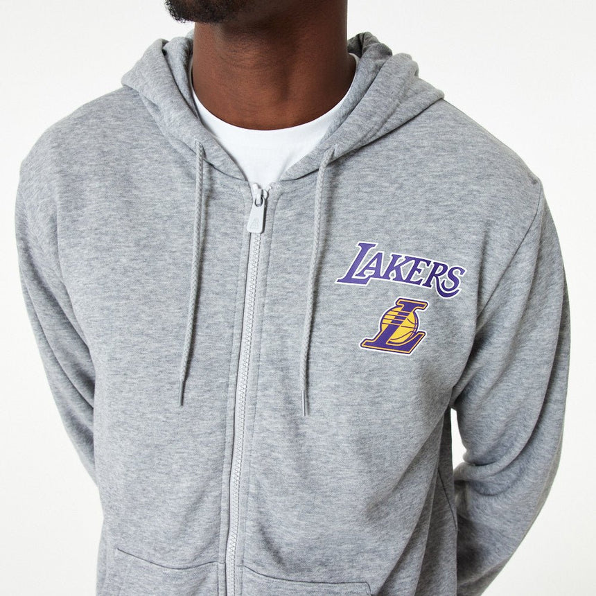 Los Angeles Lakers kapucnis pulóver, teljes cipzáras, New Era, szürke - FansBRANDS® - HU