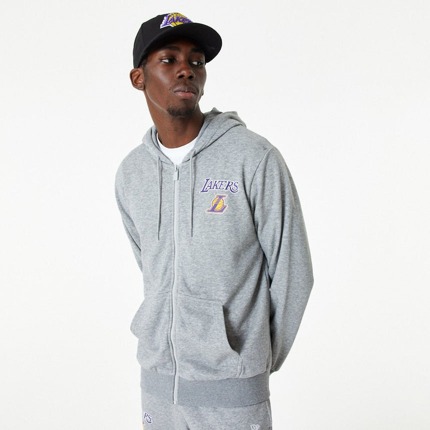 Los Angeles Lakers kapucnis pulóver, teljes cipzáras, New Era, szürke - FansBRANDS® - HU