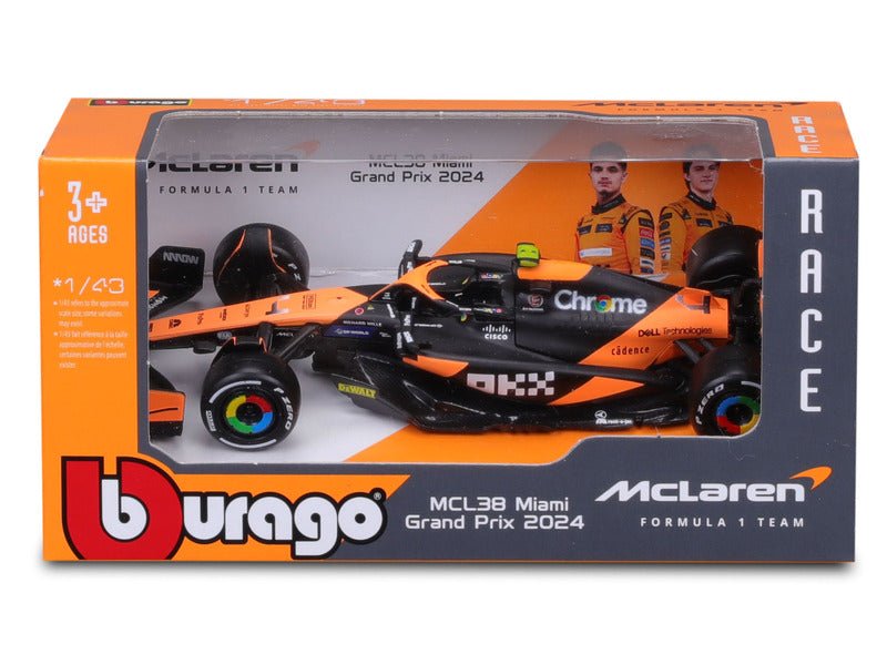 McLaren Modell Autó - Bburago Lando Norris Miami Festésű MCL38 - FansBRANDS® - HU