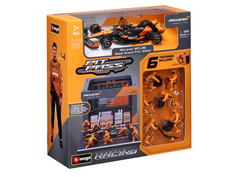 McLaren modellkészlet, pit belépő, bburago, 1:43, Lando Norris, 4, MCL38 - FansBRANDS®