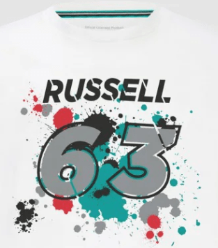 Mercedes George Russell Póló, GEORGE 63, Fehér, 2022 - FansBRANDS® - HU