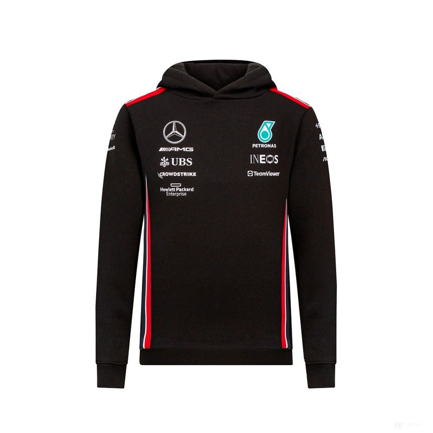 Mercedes kapucnis pulóver, csapat, gyerek, fekete, 2023 - FansBRANDS®