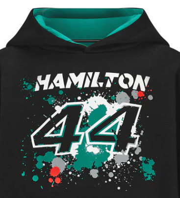 Mercedes Lewis Hamilton Gyerek Pulóver, LEWIS #44, Fekete, 2022