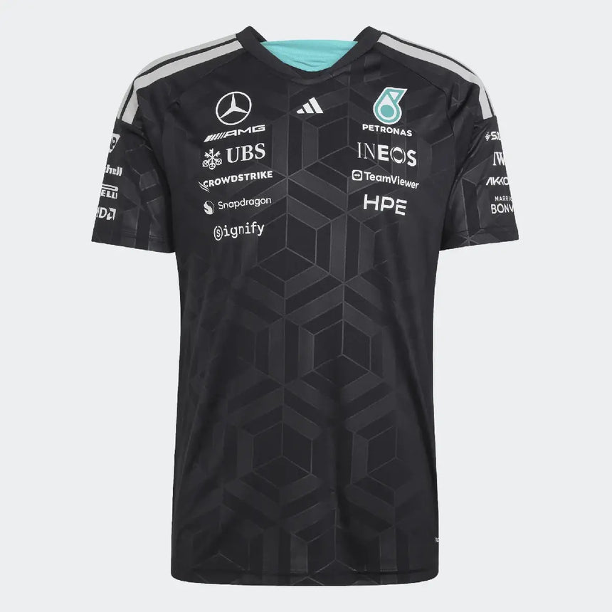 Mercedes póló, csapat, adidas, versenyzők, fekete
