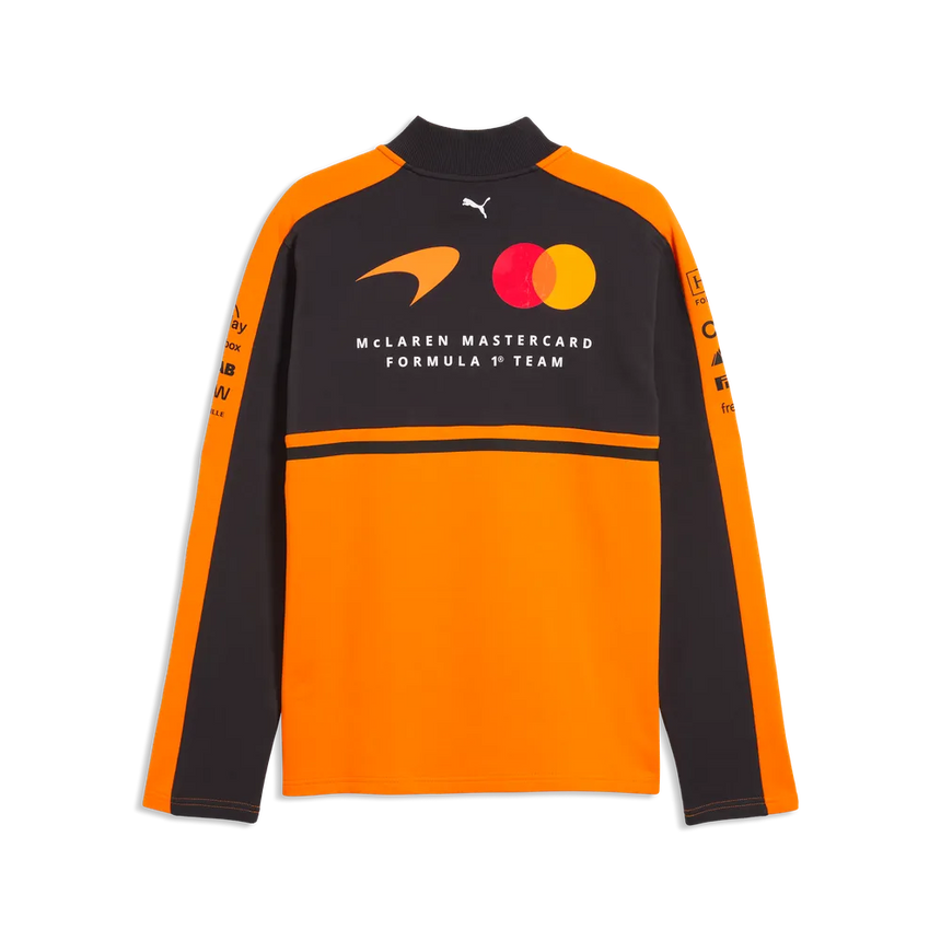 McLaren pulóver, csapat, fél zipzárral, papaya