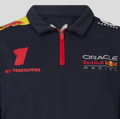 Red Bull Racing collared shirt, Max Verstappen, kids, blue, 2023