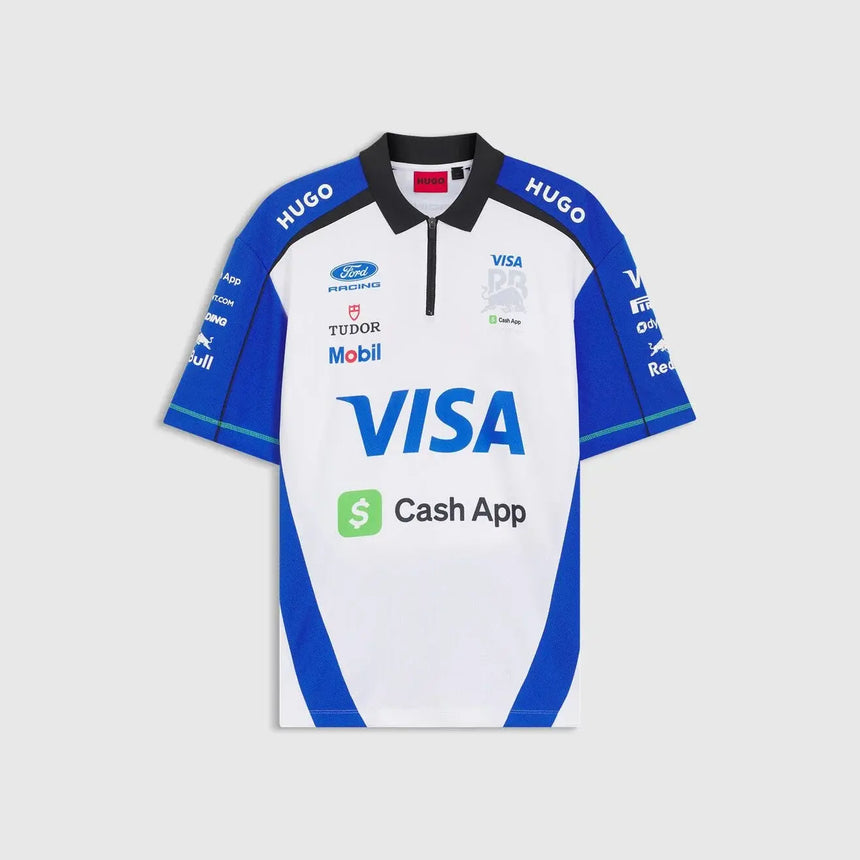 Visa Racing Bulls galléros póló elölről.