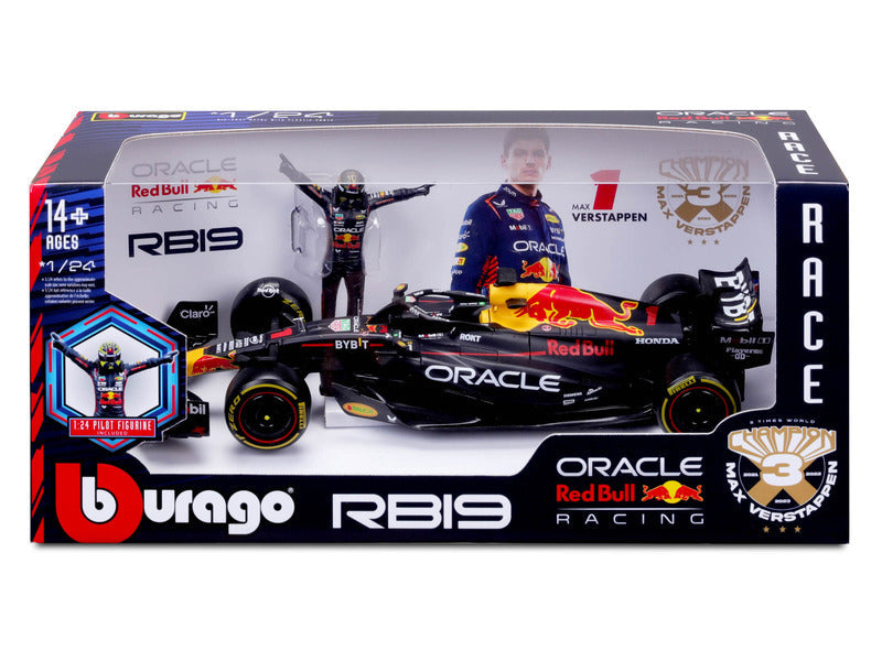 Red Bull Racing modellautó, bburago, Max Verstappen, #1, 1:24, RB19, pilótával
