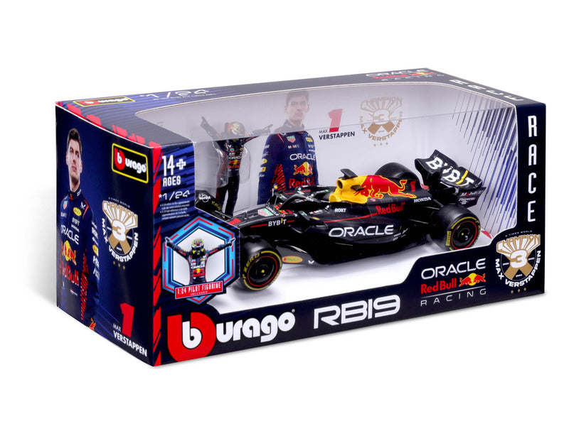 Red Bull Racing modellautó, bburago, Max Verstappen, #1, 1:24, RB19, pilótával