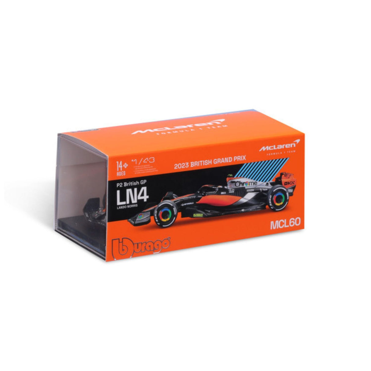 McLaren F1 modellautó, sisakkal, MCL60, bburago, 1:43, Lando Norris #4