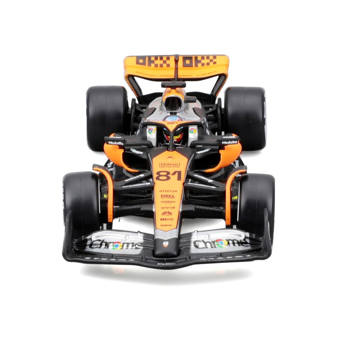 McLaren F1 modellautó, sisakkal, MCL60, bburago, 1:43, Oscar Piastri #81