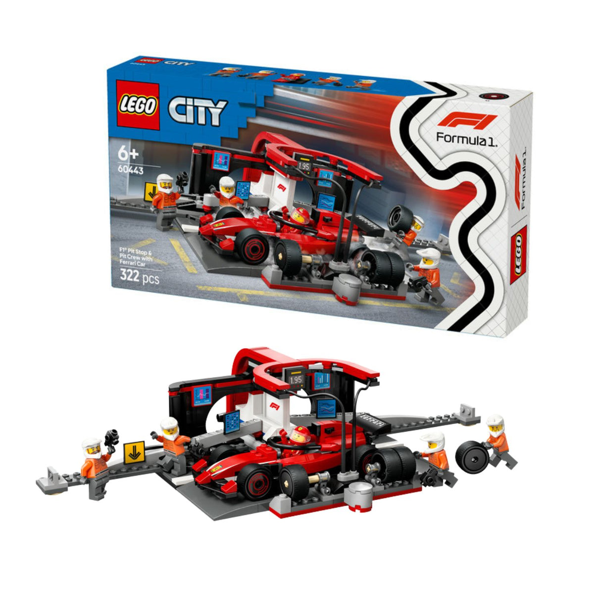Ferrari, F1 LEGO® City 60443, pit lane with racing car and crew