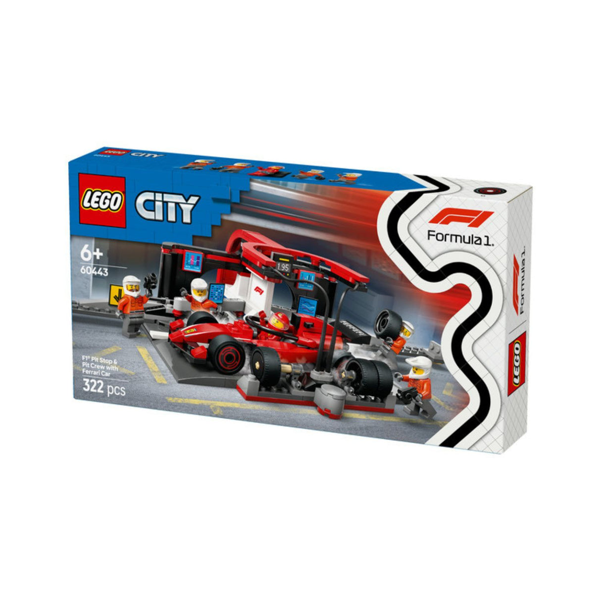 Ferrari, F1 LEGO® City 60443, pit lane with racing car and crew