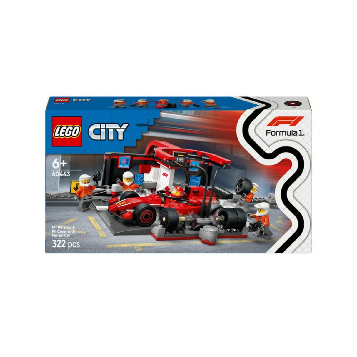 Ferrari, F1 LEGO® City 60443, pit lane with racing car and crew