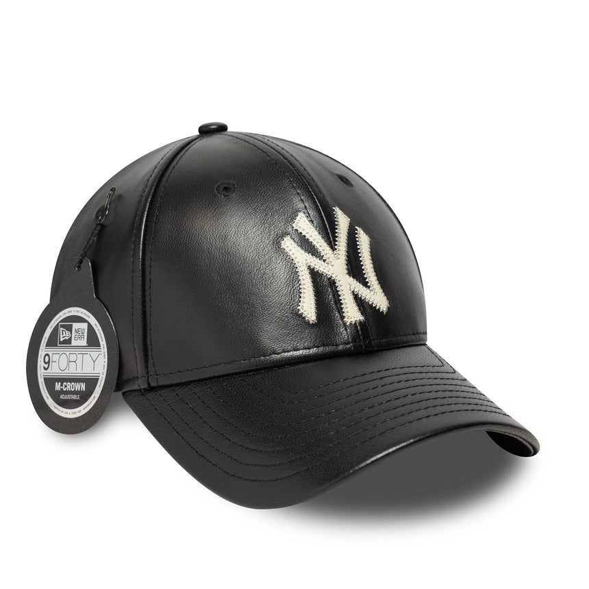New York Yankees baseball sapka, bőr, New Era, 9FORTY, mc, fekete
