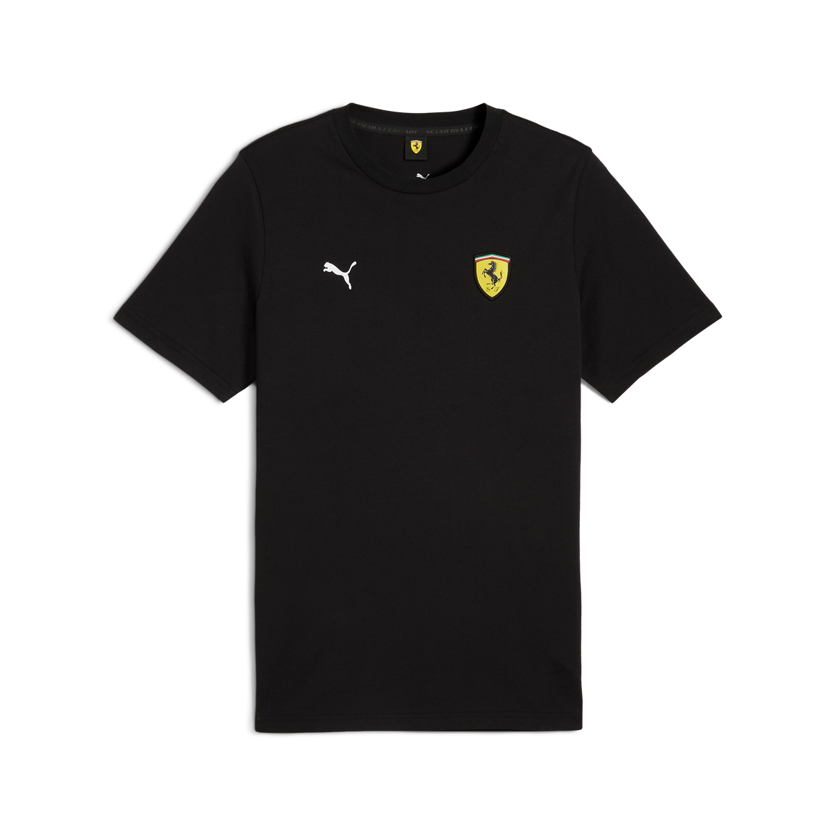 Ferrari környakú póló, Puma, race colored shield, fekete