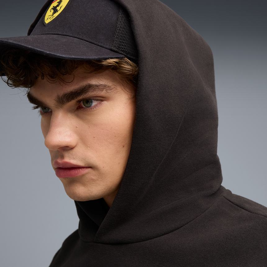 Ferrari Kapucnis Pulóver, Puma, sportswear, pajzs lógós, fekete 🔥