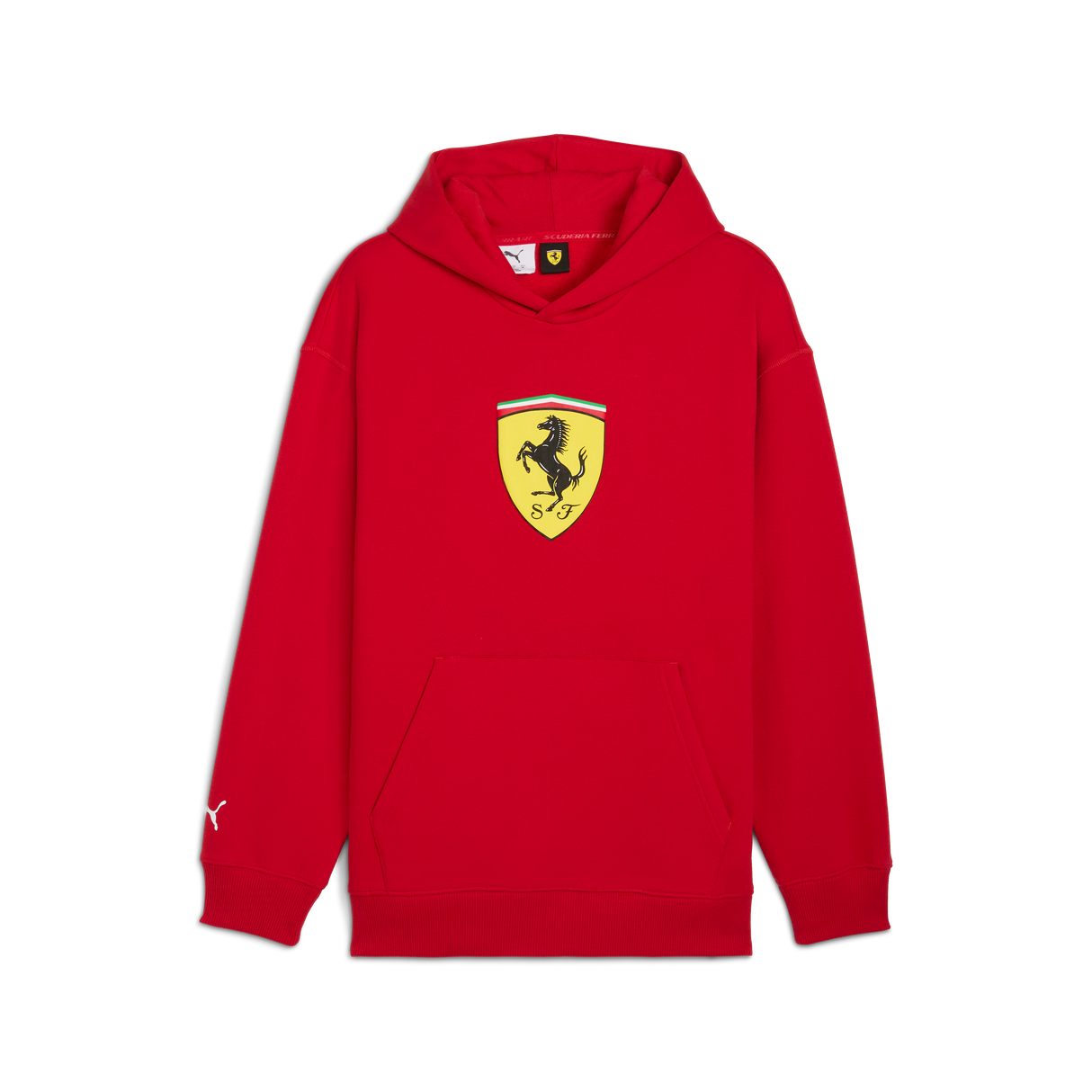 Ferrari Kapucnis Pulóver, Puma, sportswear, pajzs lógós, piros 🔥