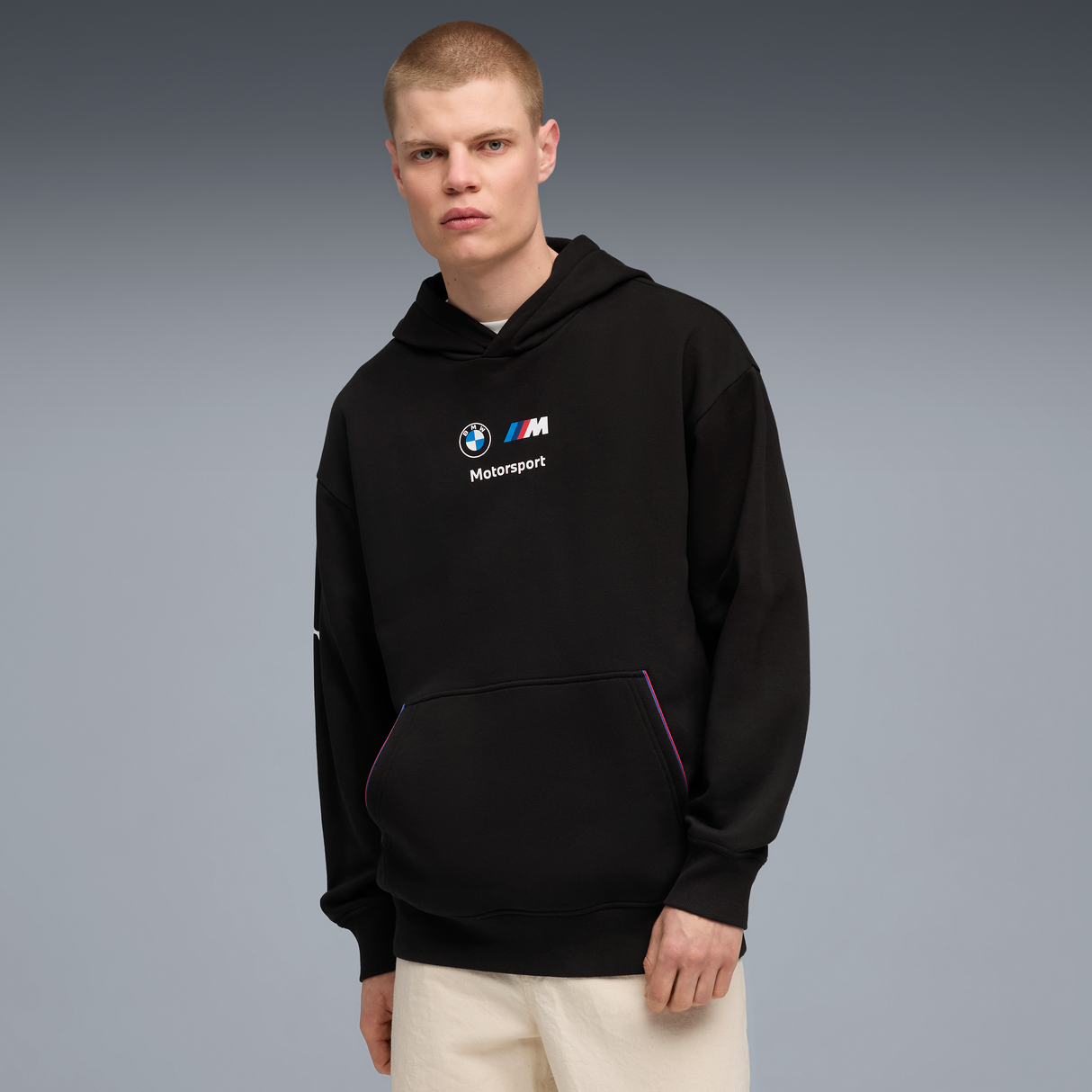 BMW Polár Kapucnis Pulóver, Puma, MMS, essential+, fekete 🔥