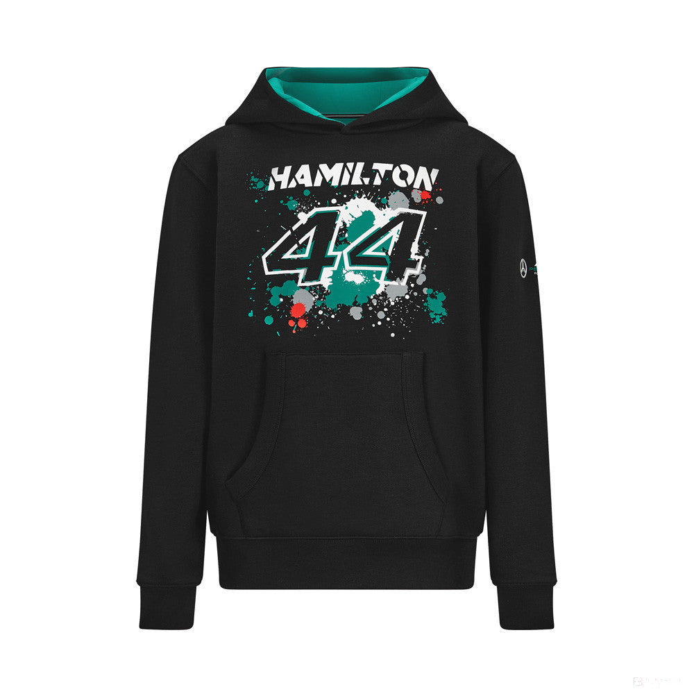 Mercedes Lewis Hamilton Kinder-Sweatshirt, LEWIS #44, Schwarz, 2022