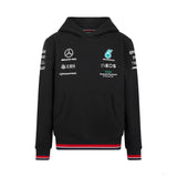 Mercedes Csapat Kapucnis Gyerek Pulóver, Fekete, 2022