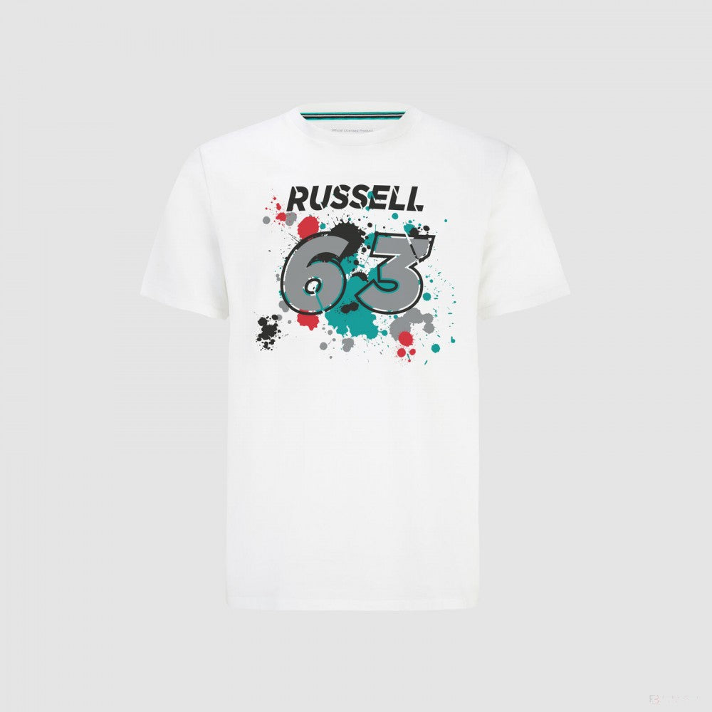 Mercedes George Russell Póló, GEORGE #63, Fehér, 2022