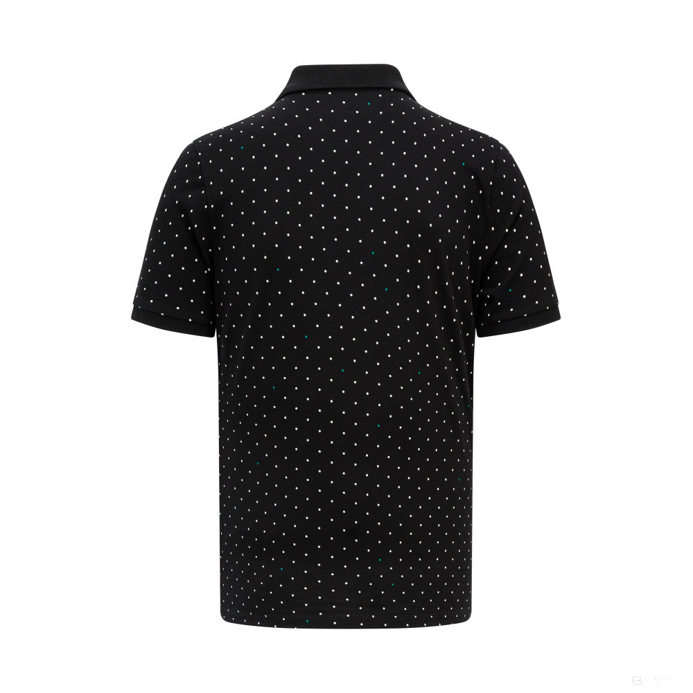 Mercedes galléros póló, polka dot, fekete