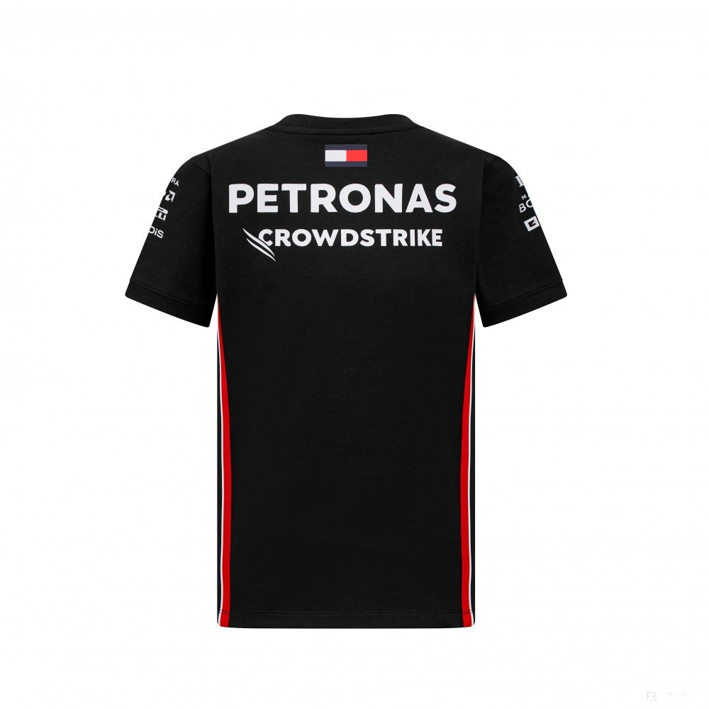 Mercedes környakú póló, csapat, pilóta, gyerek, fekete, 2023