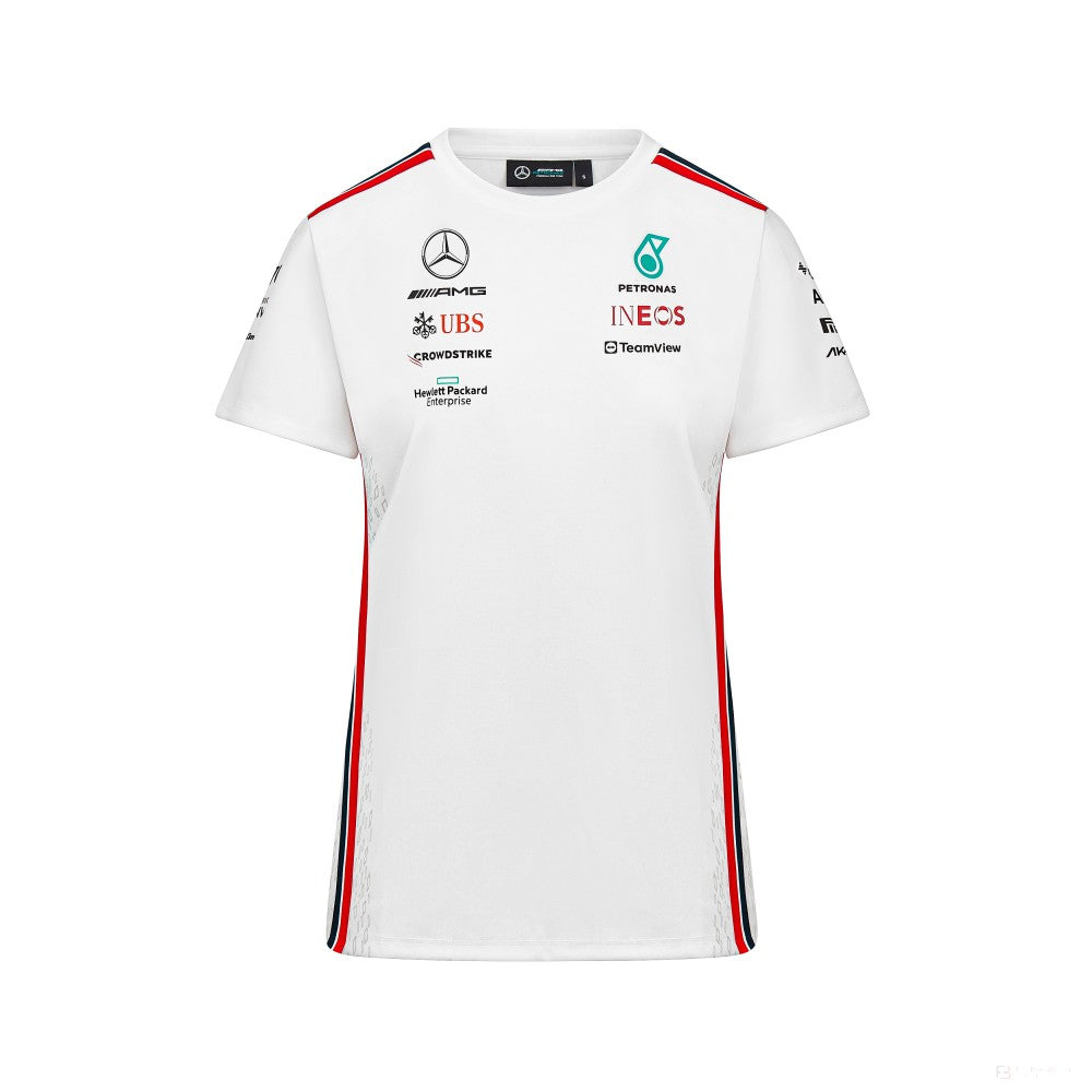 Mercedes környakú póló, csapat, női, fehér, 2023