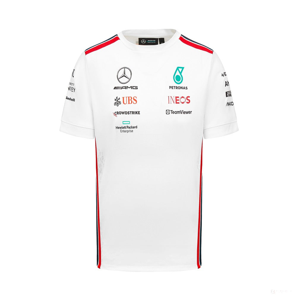 Mercedes környakú póló, csapat, pilóta, fehér, 2023